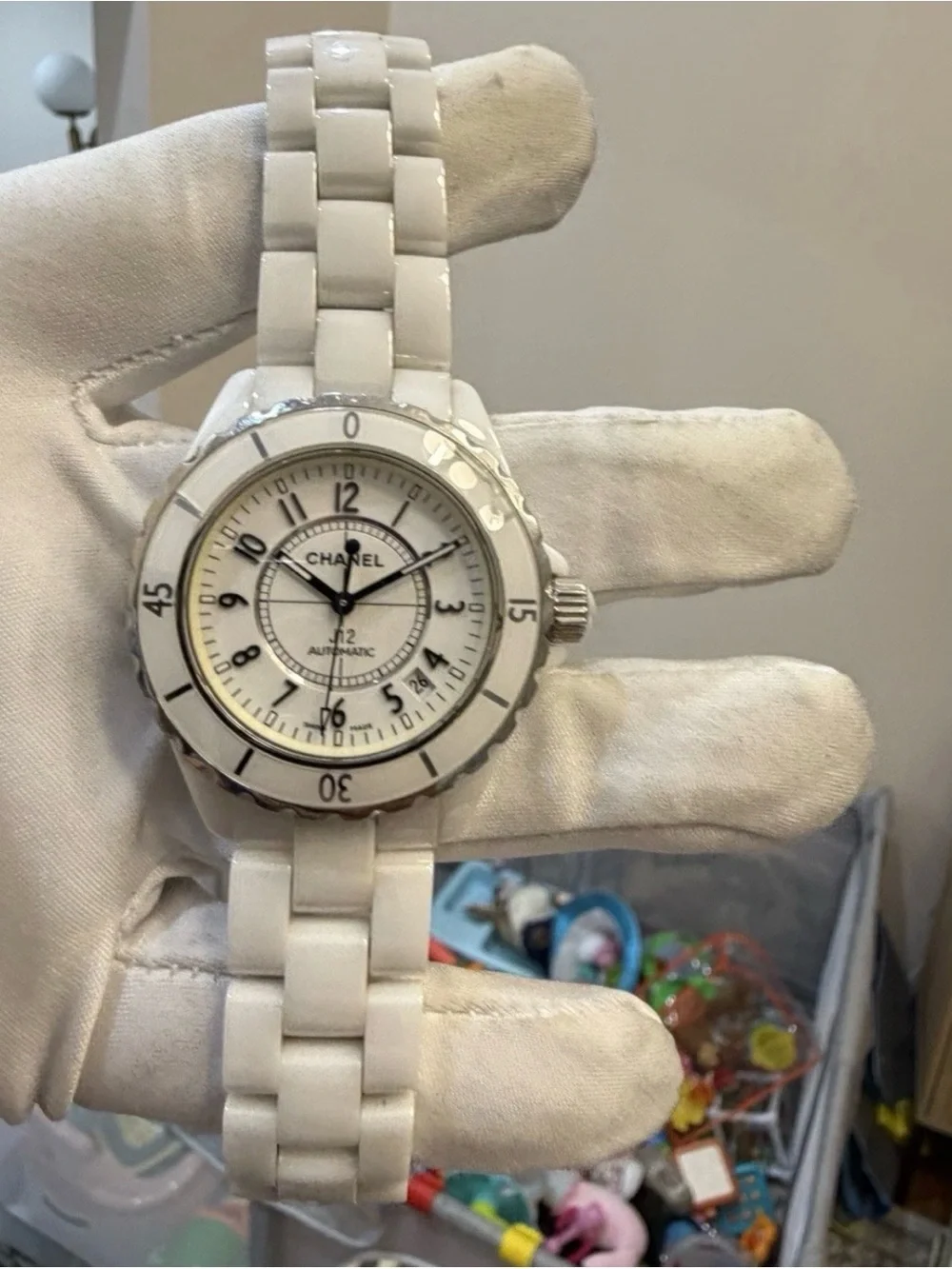 Chanel J12 38mm White Ceramic Automatic Men Unisex Watch H0970 Date Swiss Made